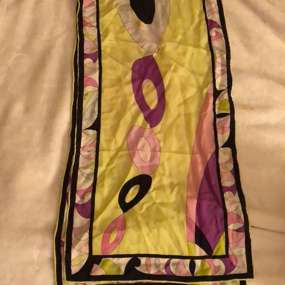 Emilio Pucci 100% Silk Scarf 60”x12” perfect!
